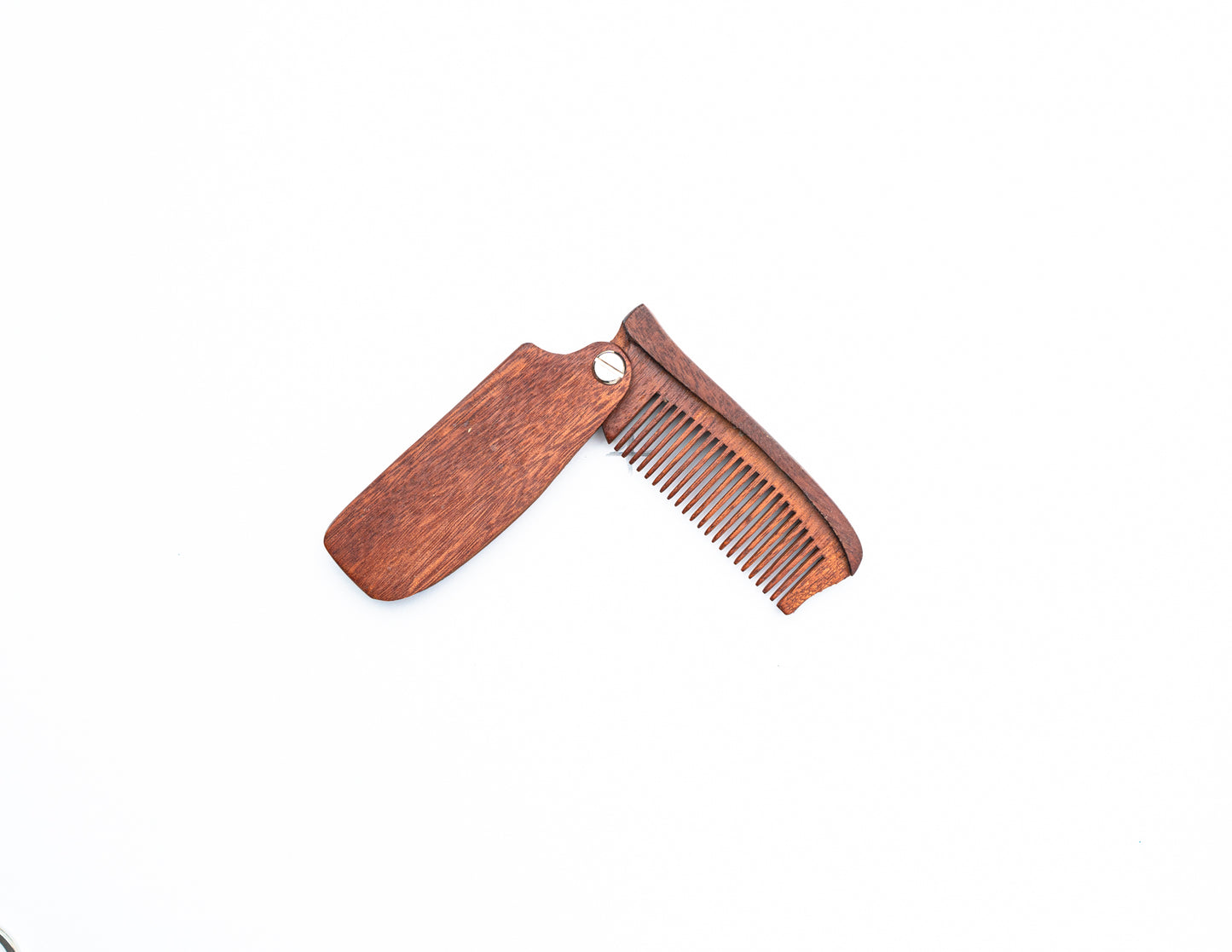 Folding Wooden Beard Comb Engraved, Pocket Size