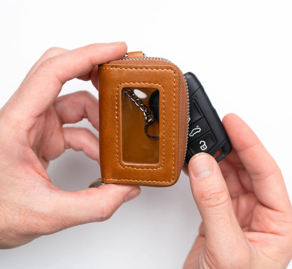 Car Key Case Dark Brown Premium Leather