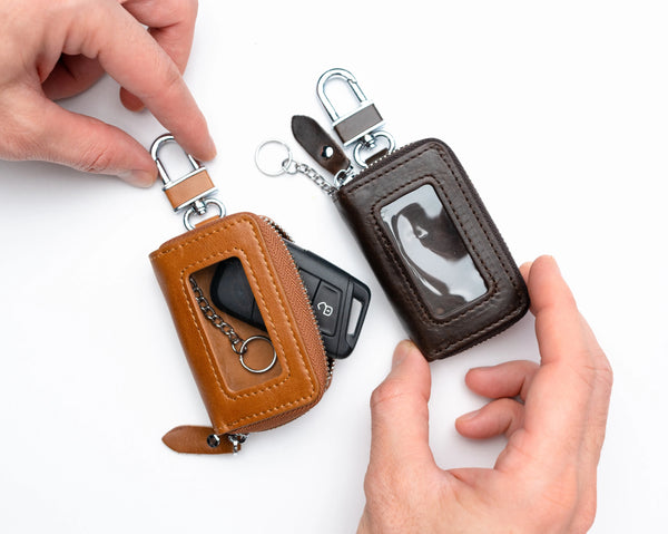 Car Key Case Dark Brown Premium Leather