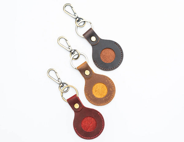 Genuine Leather Tag Holder Brown