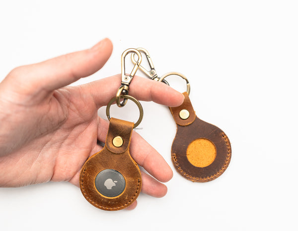 Genuine Leather Airtag Holder Wine