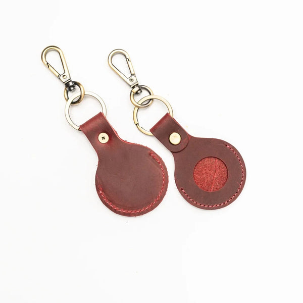 Genuine Leather Tag Holder Brown