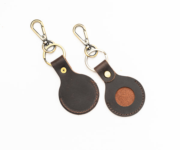 Genuine Leather Airtag Holder Wine