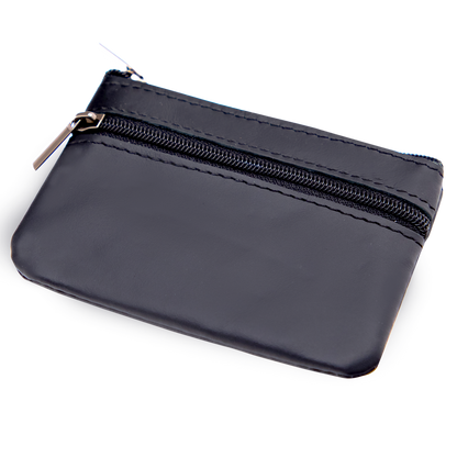 Leather Zip Coin Purse RFID Blocking, Two Compartments