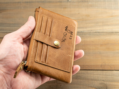 Leather Card & Coin Purse with Key Ring RFID Blocking