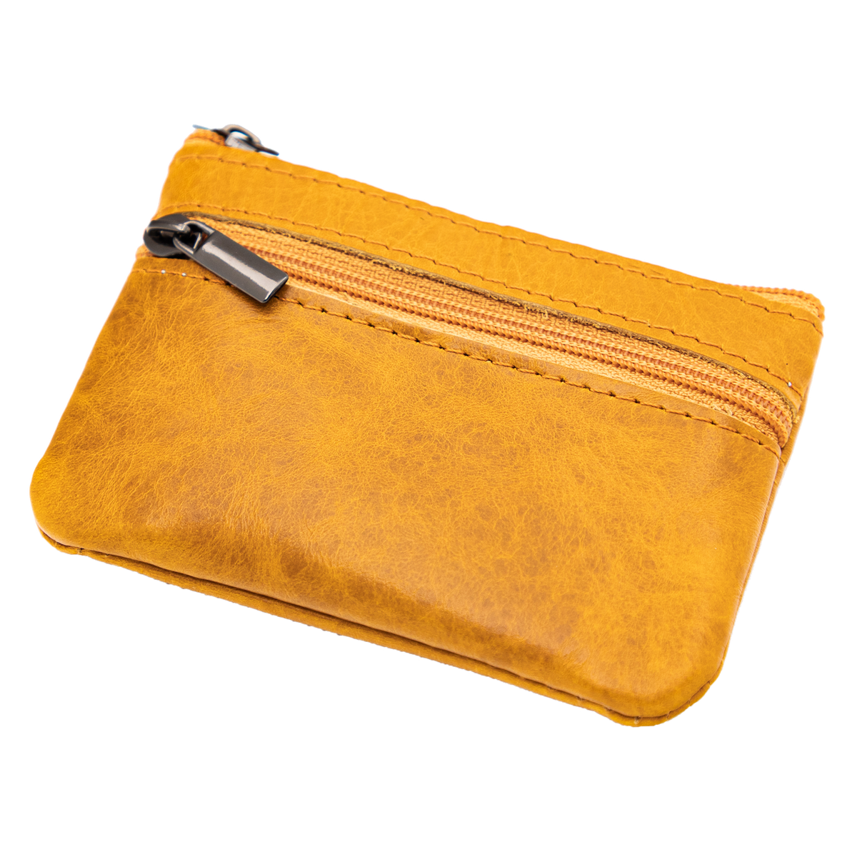 Leather Zip Coin Purse RFID Blocking, Two Compartments