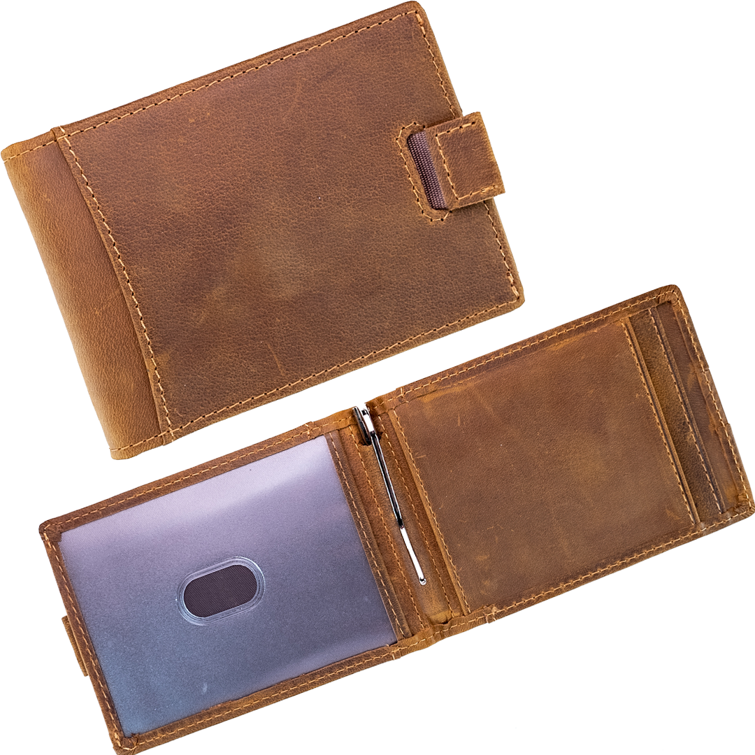 Minimalist Crazy Horse Leather Wallet Personalized, RFID Blocking