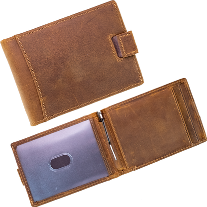 Minimalist Crazy Horse Leather Wallet Personalized, RFID Blocking