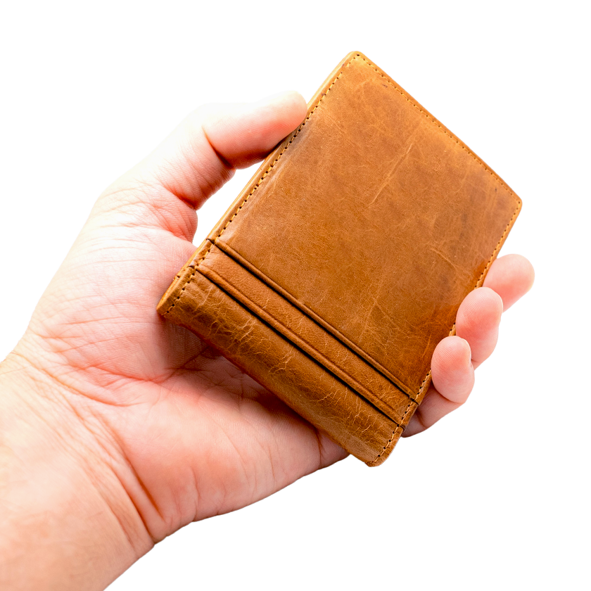 Leather Flap Wallet with Money Clip Personalized, RFID Blocking