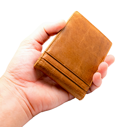 Leather Flap Wallet with Money Clip Personalized, RFID Blocking