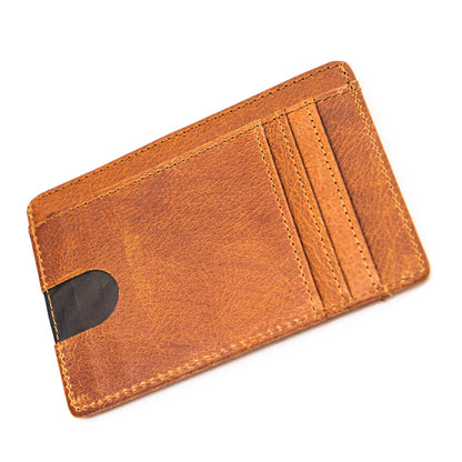 Minimalist Leather ID Holder 6 Card Slots, RFID Blocking