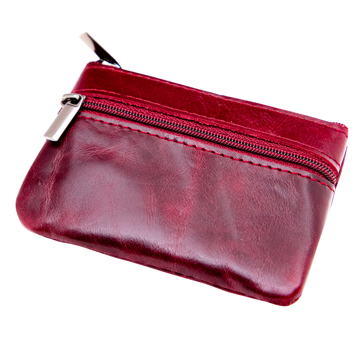 Leather Zip Coin Purse RFID Blocking, Two Compartments