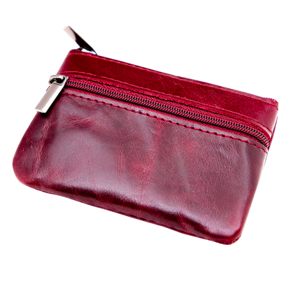 Leather Zip Coin Purse RFID Blocking, Two Compartments