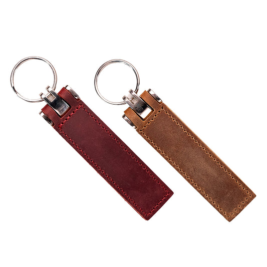 Extra Thick Leather Keychain Wine Red, Engraved