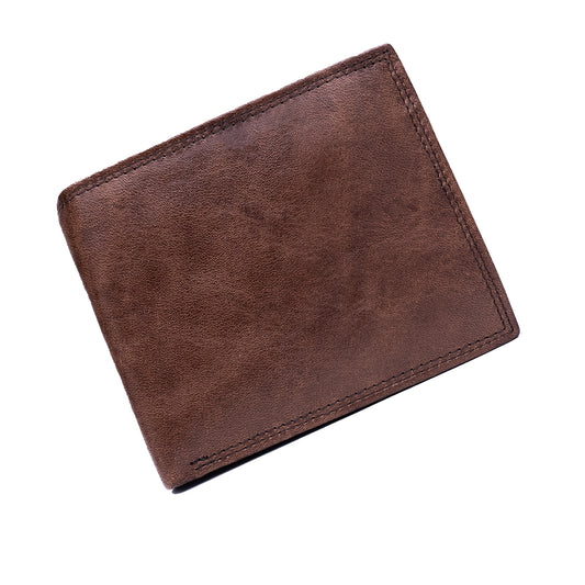 Crazy Horse leather bifold wallet for men, personalized with engraving, RFID blocking