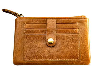 Leather Card & Coin Purse with Key Ring RFID Blocking