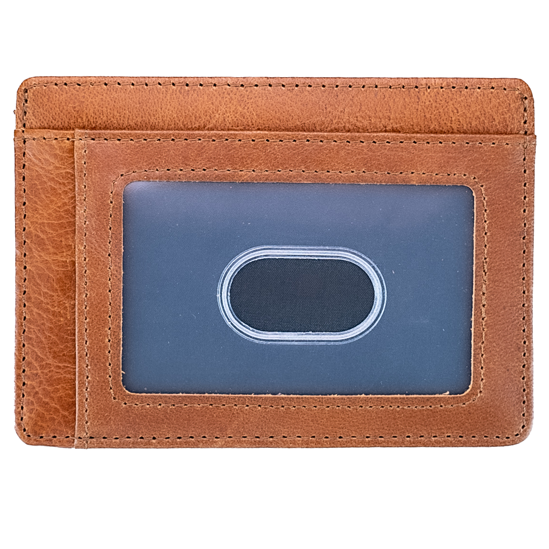 Minimalist Leather ID Holder 6 Card Slots, RFID Blocking