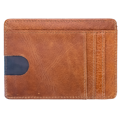 Minimalist Leather ID Holder 6 Card Slots, RFID Blocking
