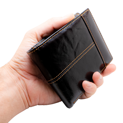 Large Crazy Horse Leather Wallet 16 Cards, Personalized, RFID Blocking